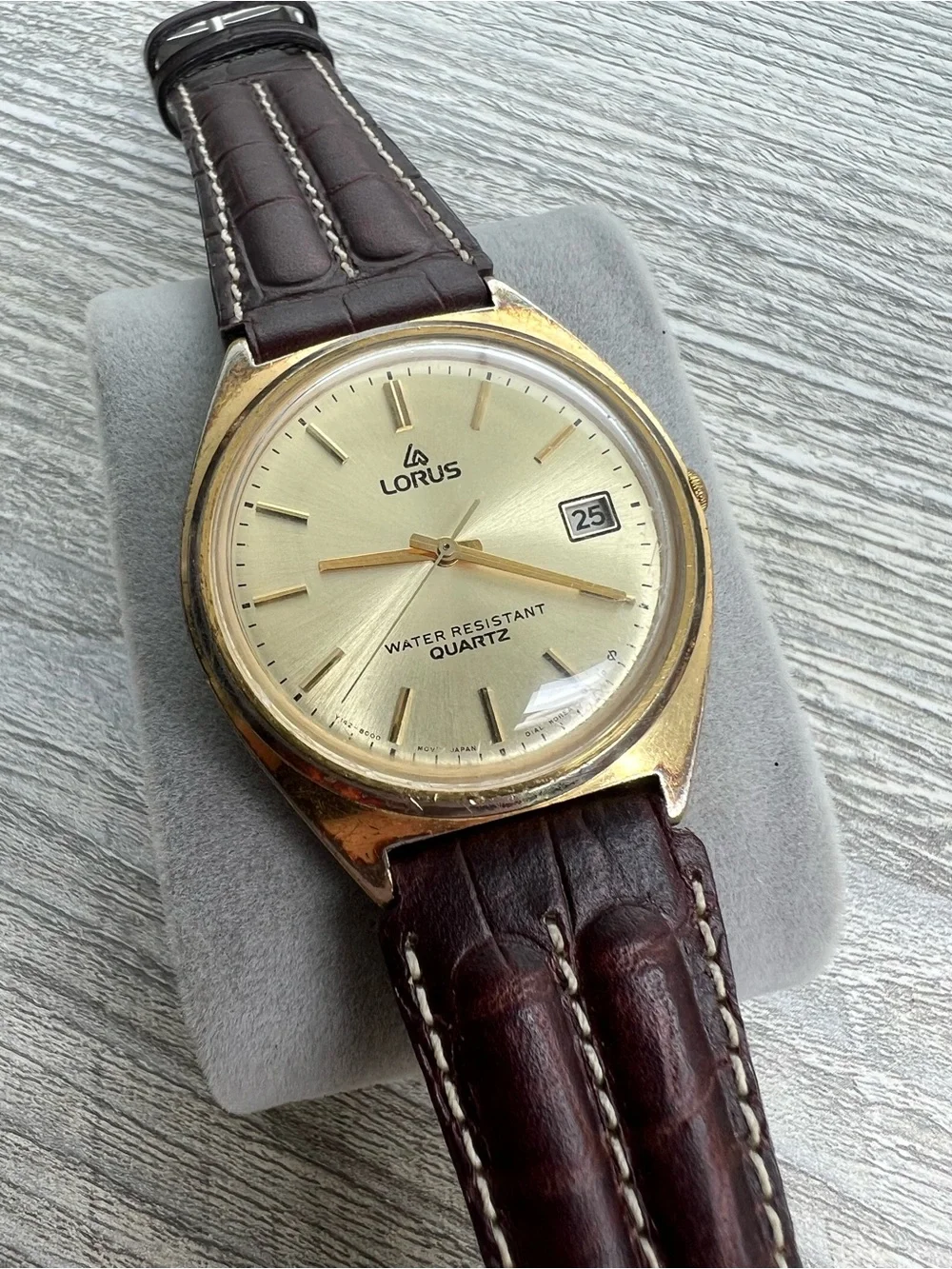 Lorus by seiko Men's Gold Dial Brown Leather Strap Quartz Watch